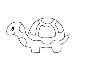 Cute minimalist line drawing of a turtle with a patterned shell. Simple animal illustration suitable for kids vector