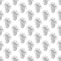 Large branch of lilies in doodle style. Seamless pattern. vector