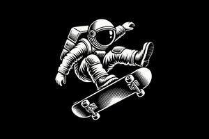 boy astronaut on a skateboard in space vector