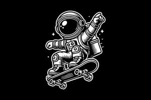 kid astronaut on a skateboard with a star in the background vector