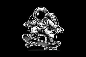 An astronaut skateboard with a black background vector