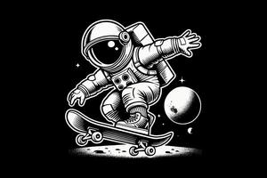 An astronaut on a skateboard with the moon vector