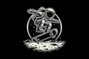 An astronaut on a skateboard in space illustration vector