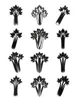 Black and white silhouettes of various types of vegetables vector