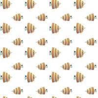 Striped fish with white and yellow. Seamless pattern. vector