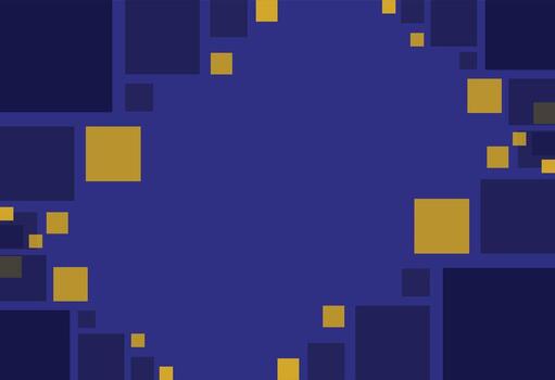 Minimal Composition with Angular Design, A blue and yellow square pattern on a dark background vector