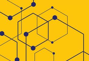 Abstract Frame Design in Deep Blue and Yellow hexagone, A yellow background with blue and black lines vector