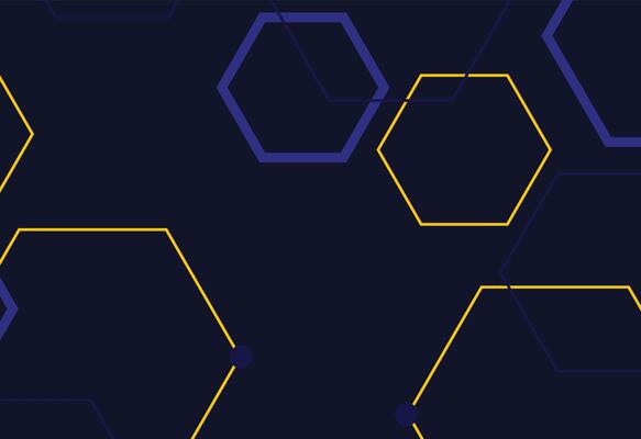 Grid and Stripe Layout with Modern Touch, Hexagon pattern background with blue and yellow lines