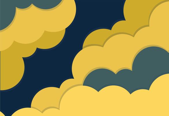 Abstract Cloud Shapes Dark Blue and Gold, A yellow and blue background with clouds