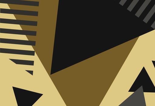 A black and gold geometric pattern with triangles, Modern Geometric Forms in Gold and Shade vector