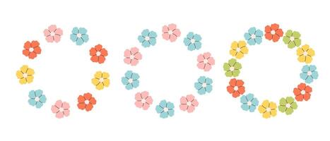 Cute floral simple circle frame. Hand drawn botanical round border, floral wreath, laurel. Design for invitation, card, banner, logo vector