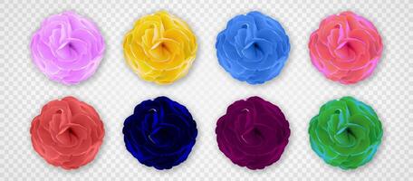 Set of realistic multi-colored roses. Colorful Roses vector