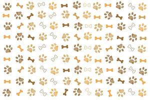 Brown doodle paw prints and bones banner design background vector