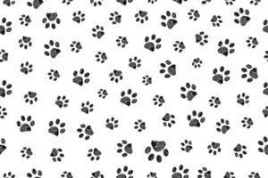 Black doodle paw print seamless banner design background vector