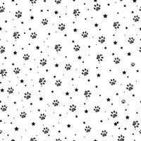 Seamless fabric pattern with paw and stars vector