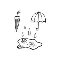 graphic hand drawn doodle autumn set. Cozy hygge autumn doodle sketch element for design and printing vector