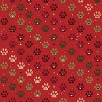 Christmas design doodle paw prints and hearts vector