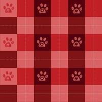 Christmas hearts pattern with paw prints plaid pattern vector