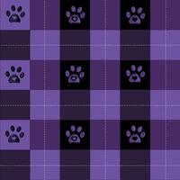 Purple and black hearts pattern with paw print vector
