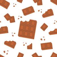 Cute seamless pattern with sweets chocolate bars. World Chocolate day. Design for banner, wallpaper, textile, wrapping paper, background, cards. vector