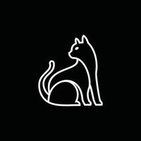 abstract line art cat logo designs with black background vector