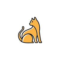 line art cat sitting logo designs with color vector