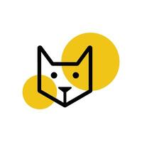 Face of cat minimalist line art logo vector