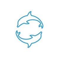 dolphin line art logo designs. Attraction of two dolphins. logo vector