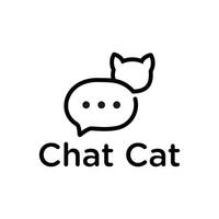 cat and chat abstract line logo designs vector