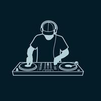 Silhouette of a DJ with Headphones and Turntables for Music Events vector