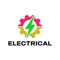 Electrical Service Logo with Gear and Lightning Bolt Design vector
