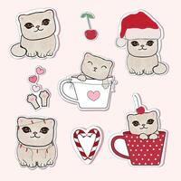 Cute kitten sticker set design element vector