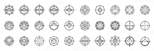 a drawing target crossair of different types of circles vector