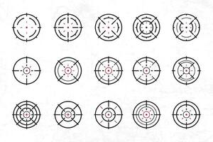a set of different crosshairs on a white background vector