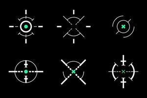 a set of different crosshairs and arrows on a black background vector