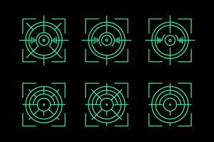 a set of green circles on a black background vector