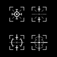 four types of crosshairs on a black background vector