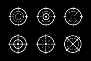 a set of different crosshairs on a black background templates vector
