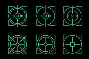 a set of green crosshairs on a black background vector