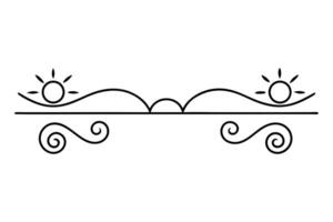 sun ornate dividers with thin swirling lines, vector