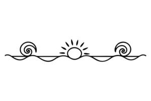 Decorative summer lines with sunrise vibes vector
