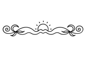 A black and white drawing summer flourish swirls vector