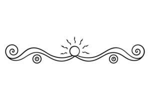 Sun and waves in a line drawing divider vector