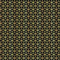 Luxury Seamless Geometric Hexagon Pattern in Gold Lines on Black Background. Elegant Abstract Design . Honeycomb vector