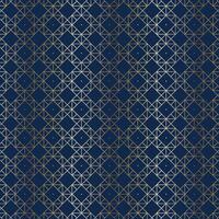 Art Deco Geometric Seamless Pattern with Gold Lines on Navy Blue Background. Luxury Modern Design. Islamic pattern vector