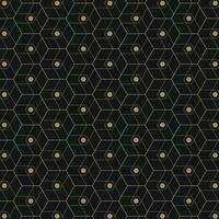 Luxury Seamless Geometric Hexagon Pattern in Gold Lines on Black Background. Elegant Abstract Design . Honeycomb pattern vector