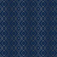 Art Deco Geometric Seamless Pattern with Gold Lines on Navy Blue Background. Luxury Modern Design. Islamic pattern. art vector