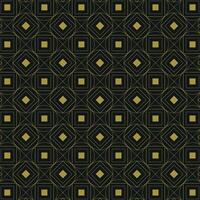 Luxury Seamless Geometric Pattern with Gold Lines on Black Background. Elegant Abstract Design Featuring Circles, Squares, and Diamonds vector
