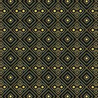 Luxury Seamless Geometric Pattern with Gold Lines on Black Background. Elegant Abstract Design Featuring Circles, Squares, and Diamonds. deco art pattern vector