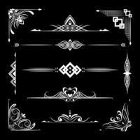 Luxury Golden Ornamental Corner, Frame and Divider Elements on Dark Background for Royal Decorative Design. Frame ornament collection vector
